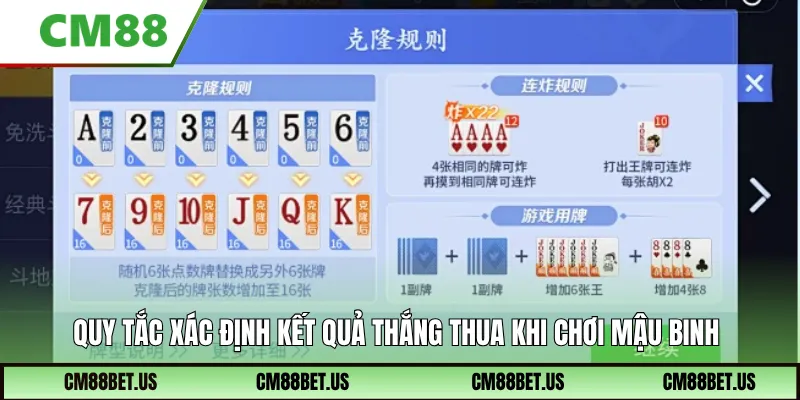 Quy tắc xác định kết quả thắng thua khi chơi mậu binh